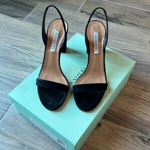 Aquazurra So Nude black suede chunky heel
